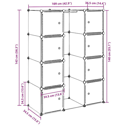 Armadio Modulare con 9 Scomparti 109x36,5x143 cm
