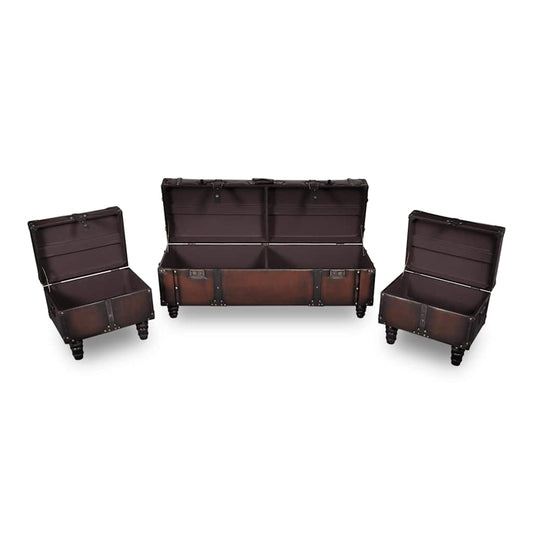 Cassapanca Set 3 pz Marrone