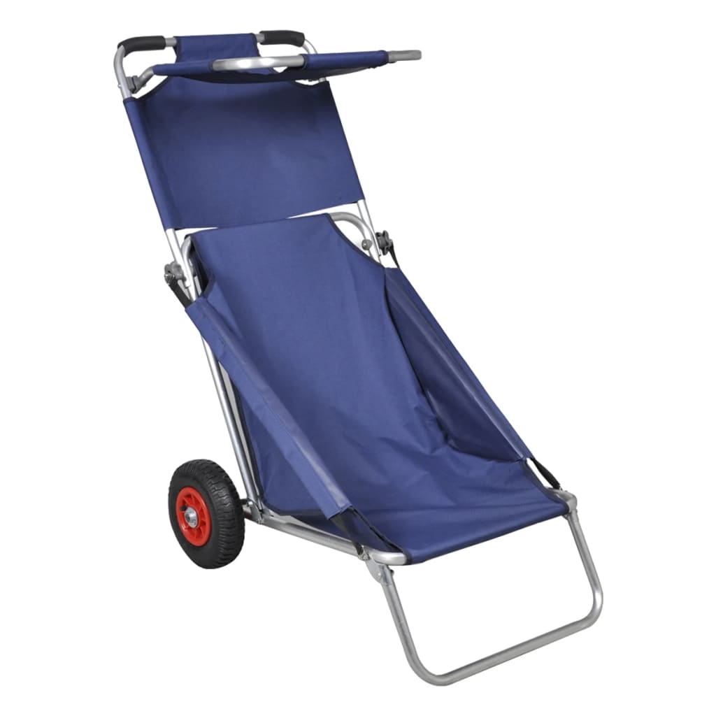 Carrello per la Spiaggia con Ruote Portatile Pieghevole Blu | homemem39