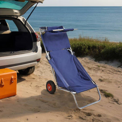 Carrello per la Spiaggia con Ruote Portatile Pieghevole Blu | homemem39