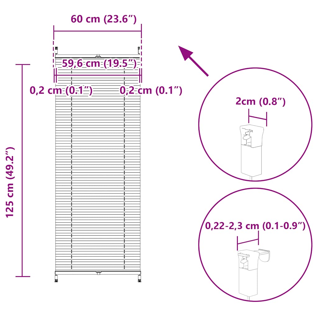 Tenda Plissettata 60x125cm Bianca Oscurante - homemem39