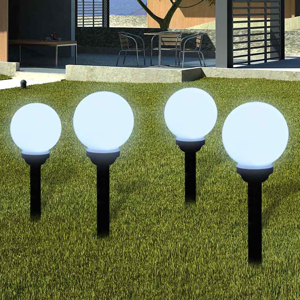 Lampioni Solari LED Giardino 4 pz Rotondi 15 cm con Picchetto | homemem39