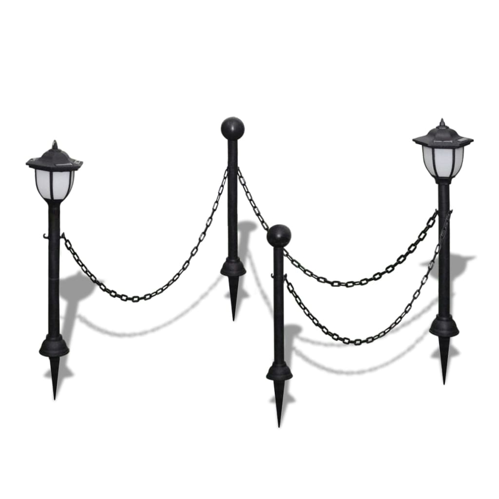 Chain Fence Set with 2 LED Lanterns and 2 Posts