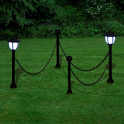 Chain Fence Set with 2 LED Lanterns and 2 Posts