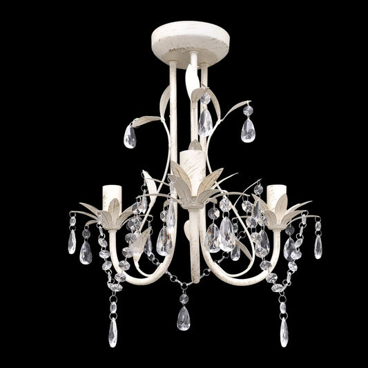 Elegant White Crystal Ceiling Chandelier