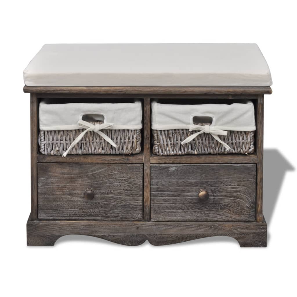Cassapanca Marrone 62x33x42 cm in Legno di Paulownia | homemem39