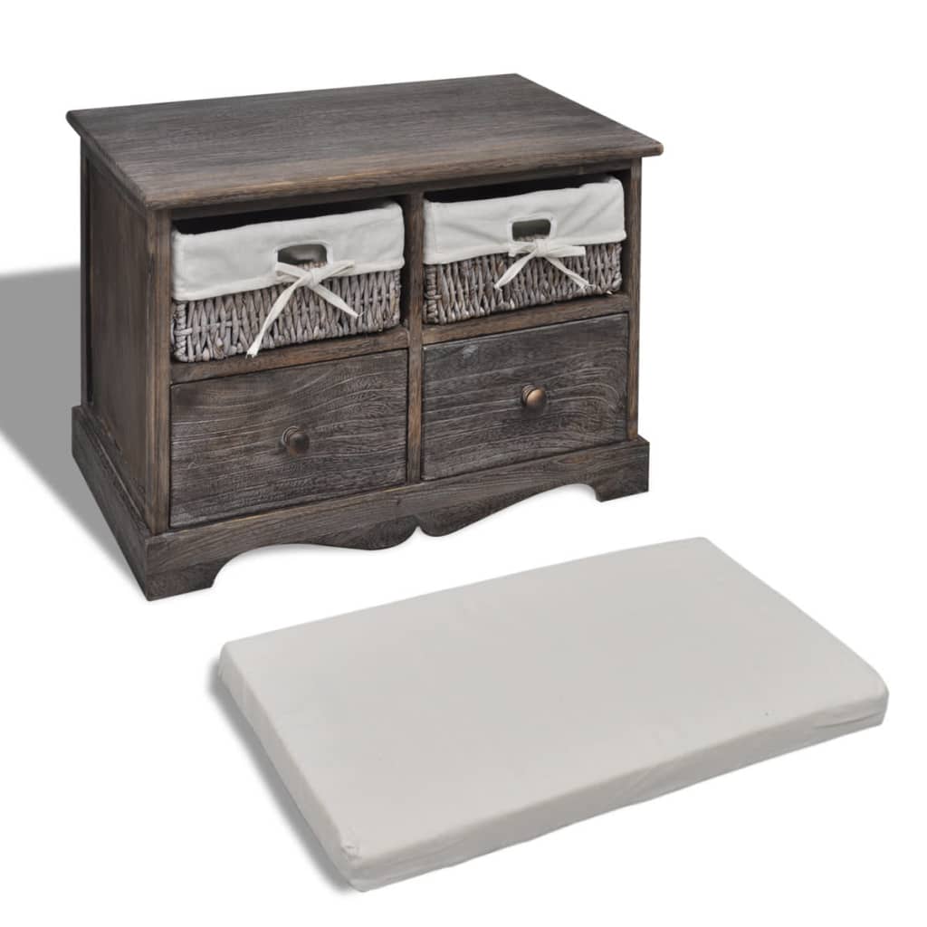 Cassapanca Marrone 62x33x42 cm in Legno di Paulownia | homemem39