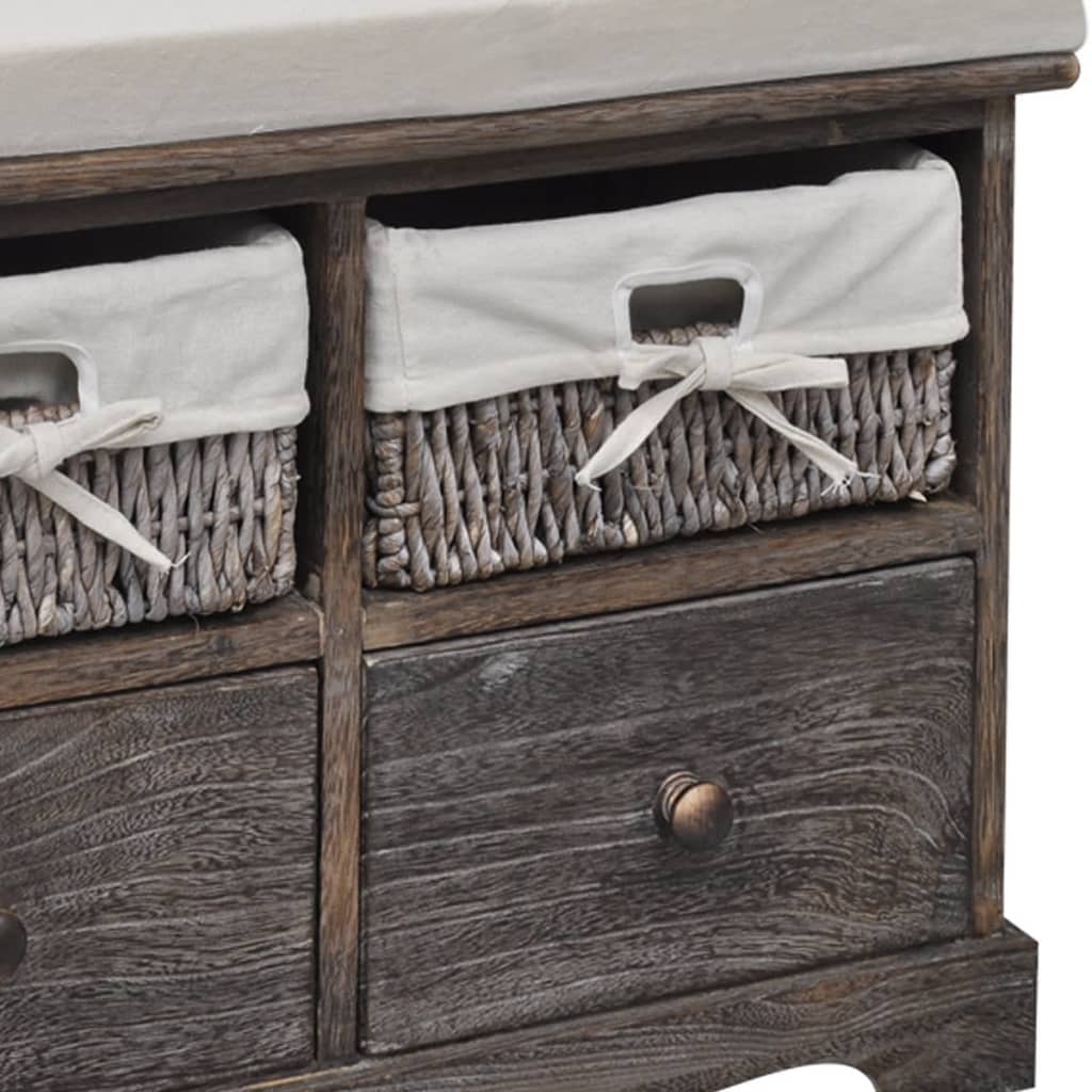 Cassapanca Marrone 62x33x42 cm in Legno di Paulownia | homemem39