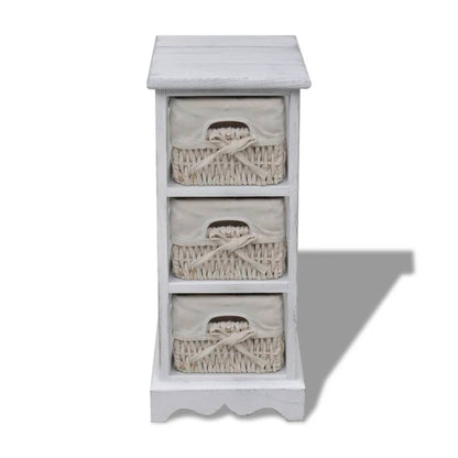 Struttura in Legno con 3 Cestini Intrecciati Bianchi | homemem39