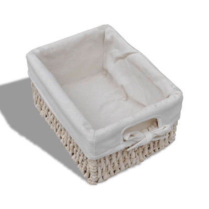 Struttura in Legno con 3 Cestini Intrecciati Bianchi | homemem39