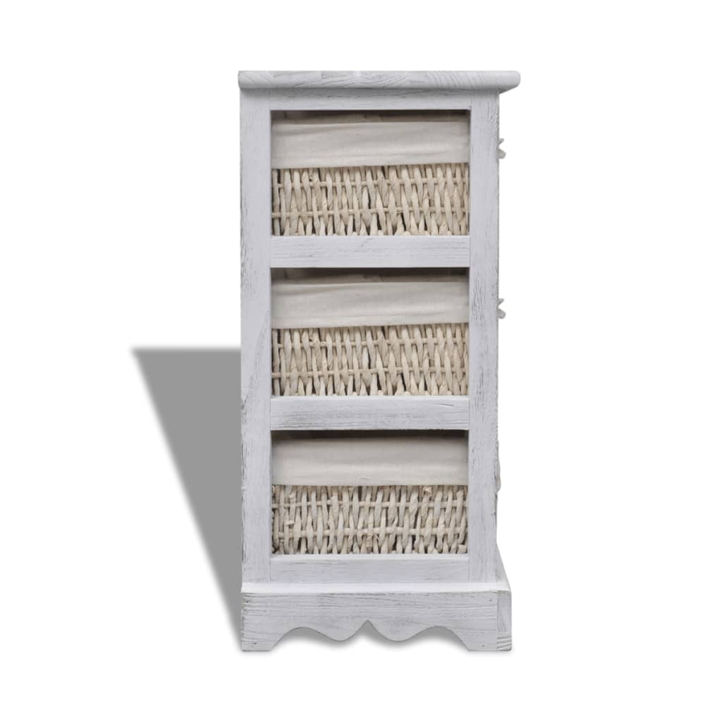 Struttura in Legno con 3 Cestini Intrecciati Bianchi | homemem39