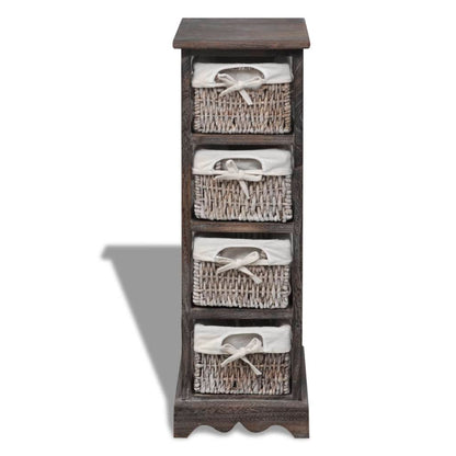 Struttura in Legno con 4 Cestini Intrecciati Marrone | homemem39