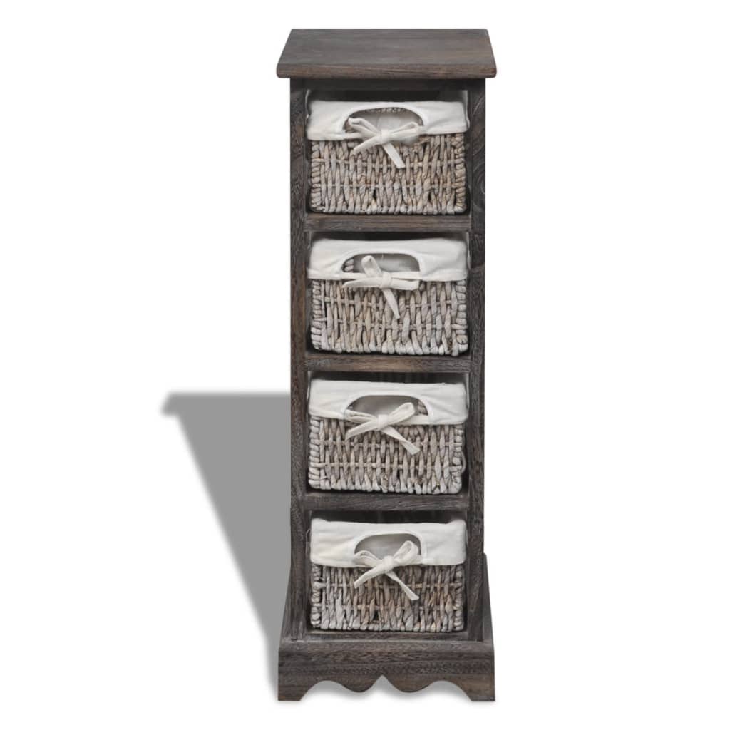 Struttura in Legno con 4 Cestini Intrecciati Marrone