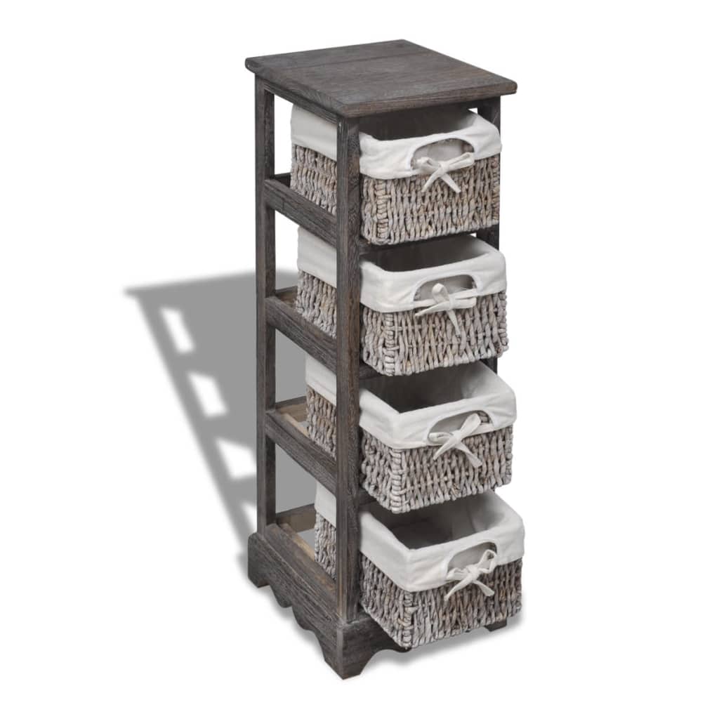 Struttura in Legno con 4 Cestini Intrecciati Marrone | homemem39