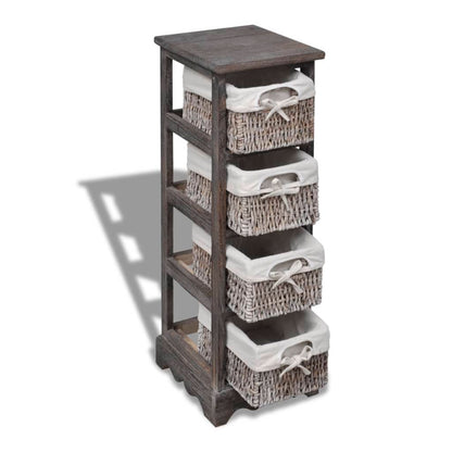 Struttura in Legno con 4 Cestini Intrecciati Marrone | homemem39