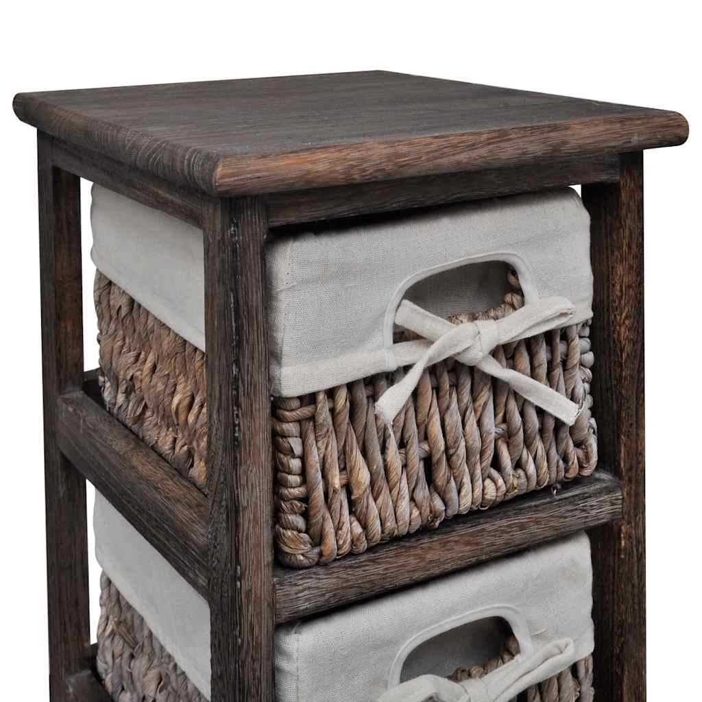 Struttura in Legno con 4 Cestini Intrecciati Marrone