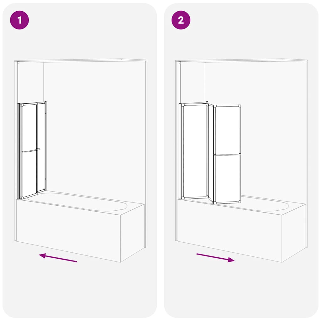 Schermo Box Doccia a L 70 x 120 x 137 cm 4 Pannelli Pieghevole