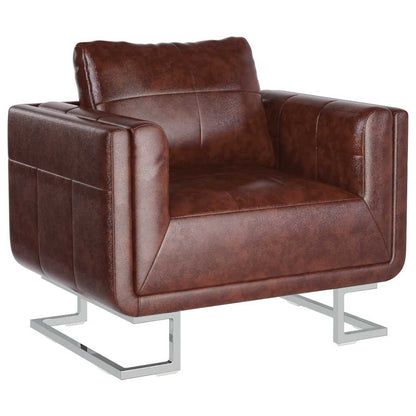 Poltrona a Pozzetto con Gambe Cromate Marrone in Similpelle | homemem39