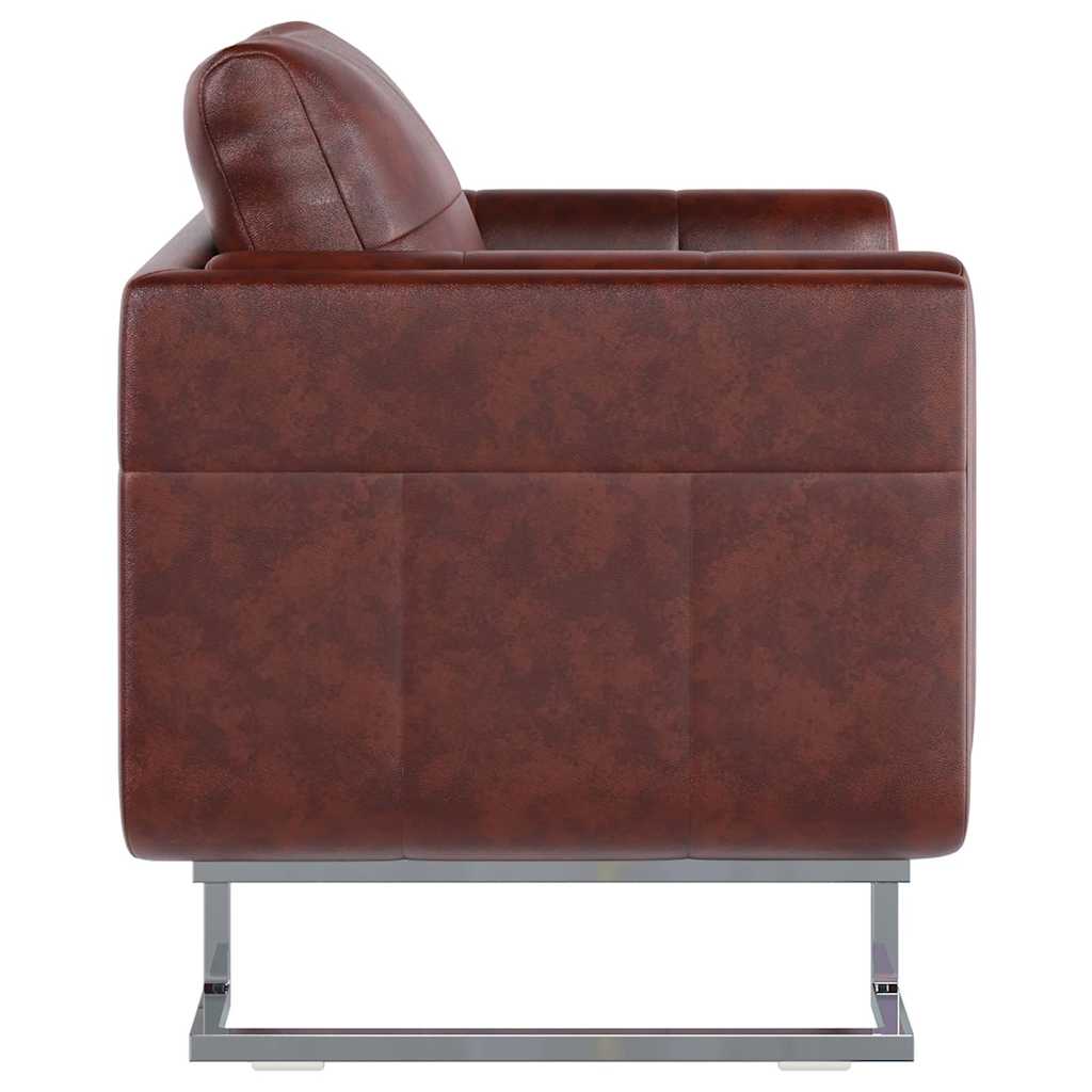 Poltrona a Pozzetto con Gambe Cromate Marrone in Similpelle | homemem39
