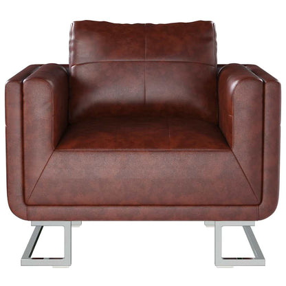 Poltrona a Pozzetto con Gambe Cromate Marrone in Similpelle | homemem39