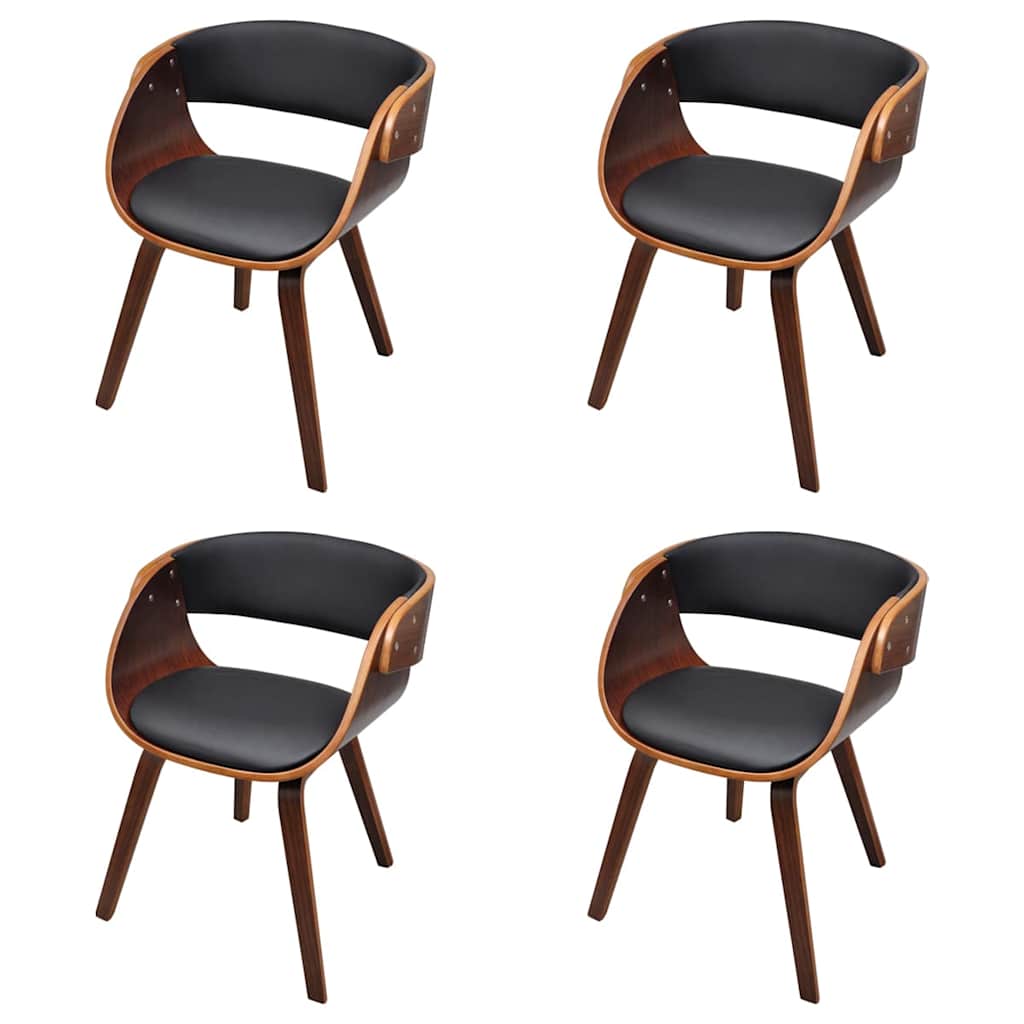 Sedie da Pranzo 4 pz Marroni in Legno Curvo e Similpelle