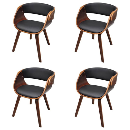 Sedie da Pranzo 4 pz Marroni in Legno Curvo e Similpelle