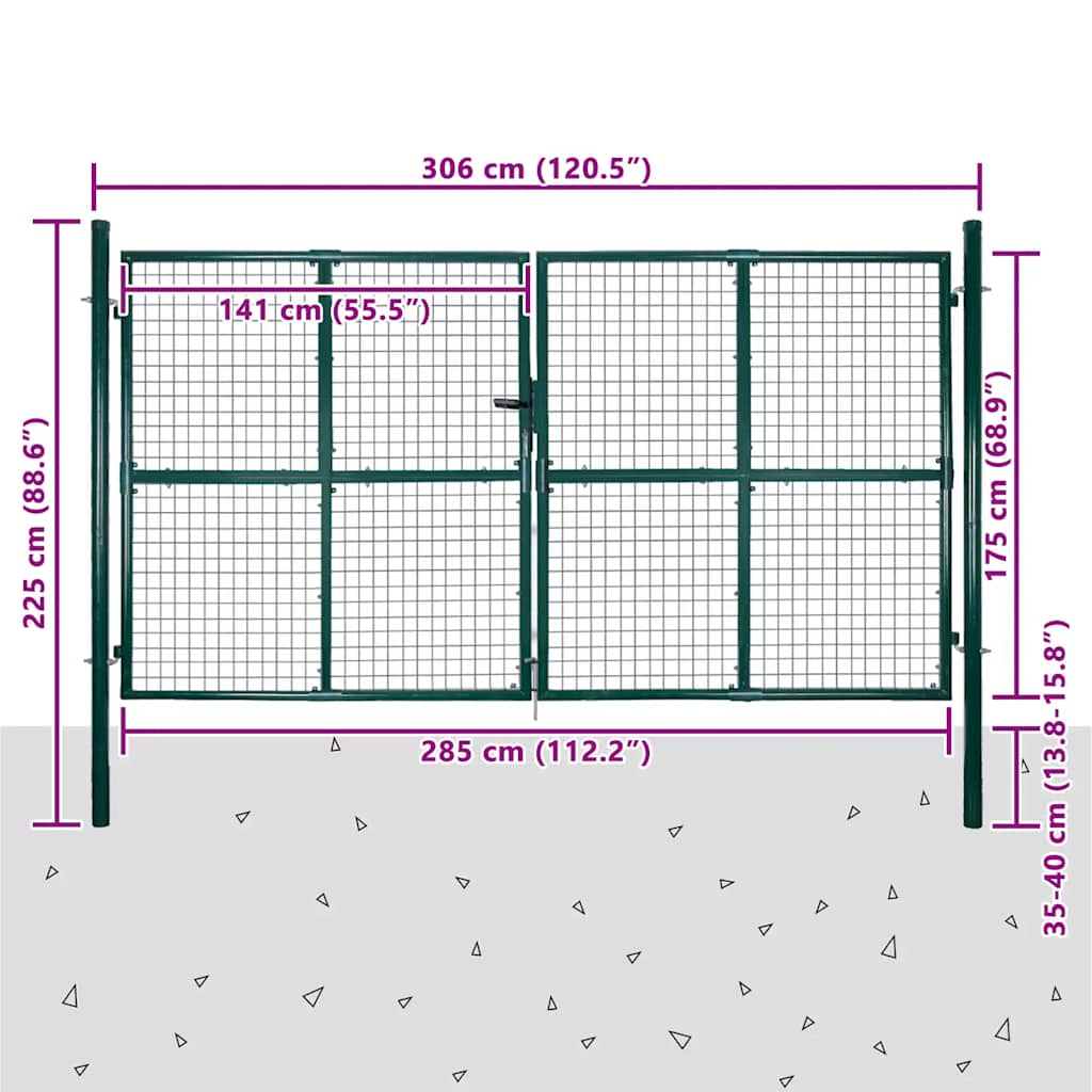 Cancello da Giardino in Rete per Recinzione, Porta, Griglia a muro 300x175 cm | homemem39