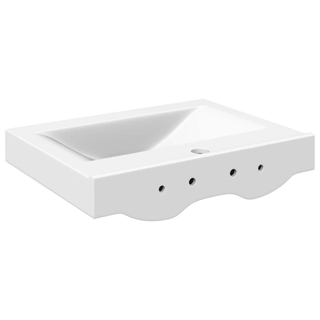 Lavello Bianco in Ceramica di Lusso con Foro Rubinetto 60x46 cm | homemem39