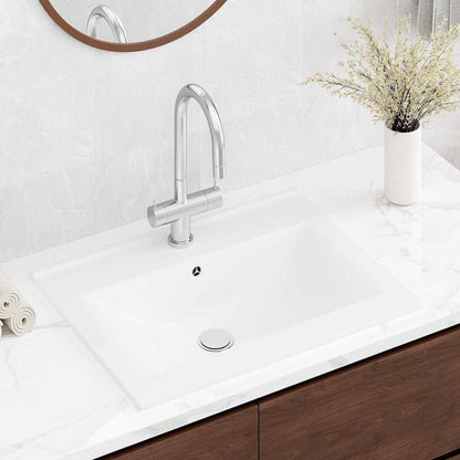 Lavello Bianco in Ceramica di Lusso con Foro Rubinetto 60x46 cm | homemem39