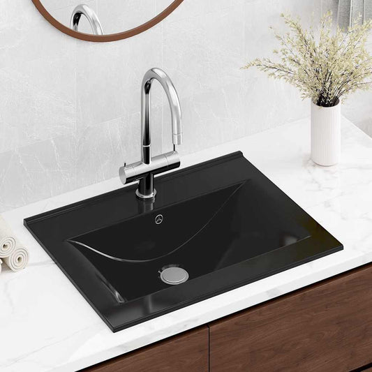 Lavello Bianco in Ceramica di Lusso con Foro Rubinetto 60x46 cm | homemem39