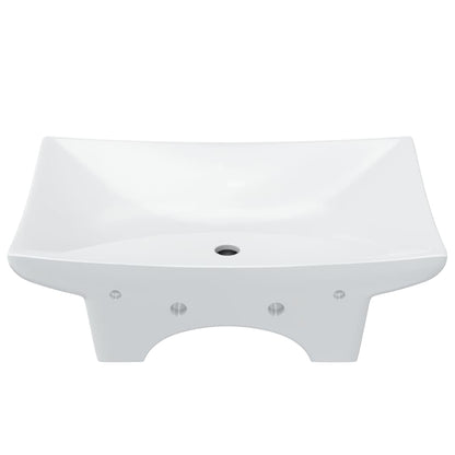 Lavabo Ceramica Lusso Rettangolare Foro di Trabocco e Foro Rubinetto