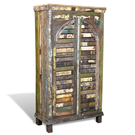 Libreria Multicolore in Legno Riciclato con 3 Scaffali e 2 Ante | homemem39