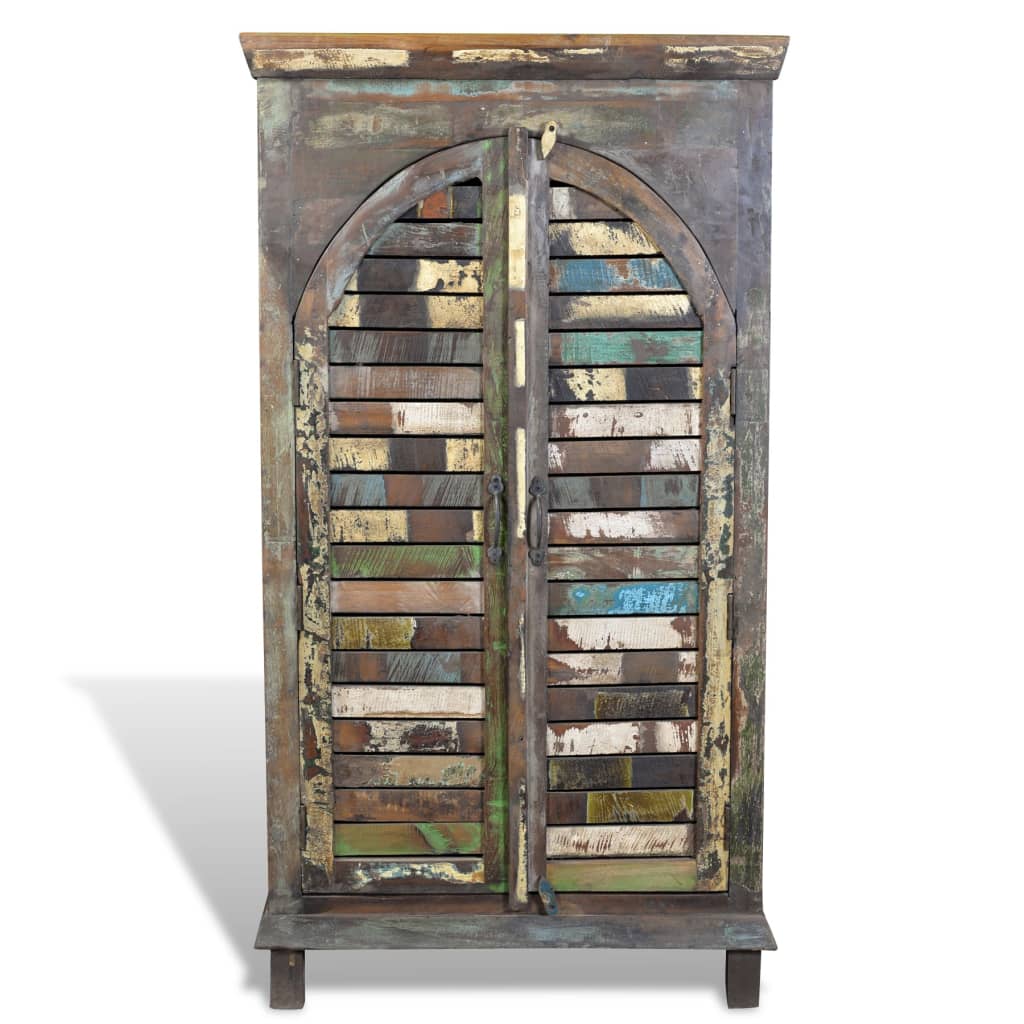 Libreria Multicolore in Legno Riciclato con 3 Scaffali e 2 Ante | homemem39