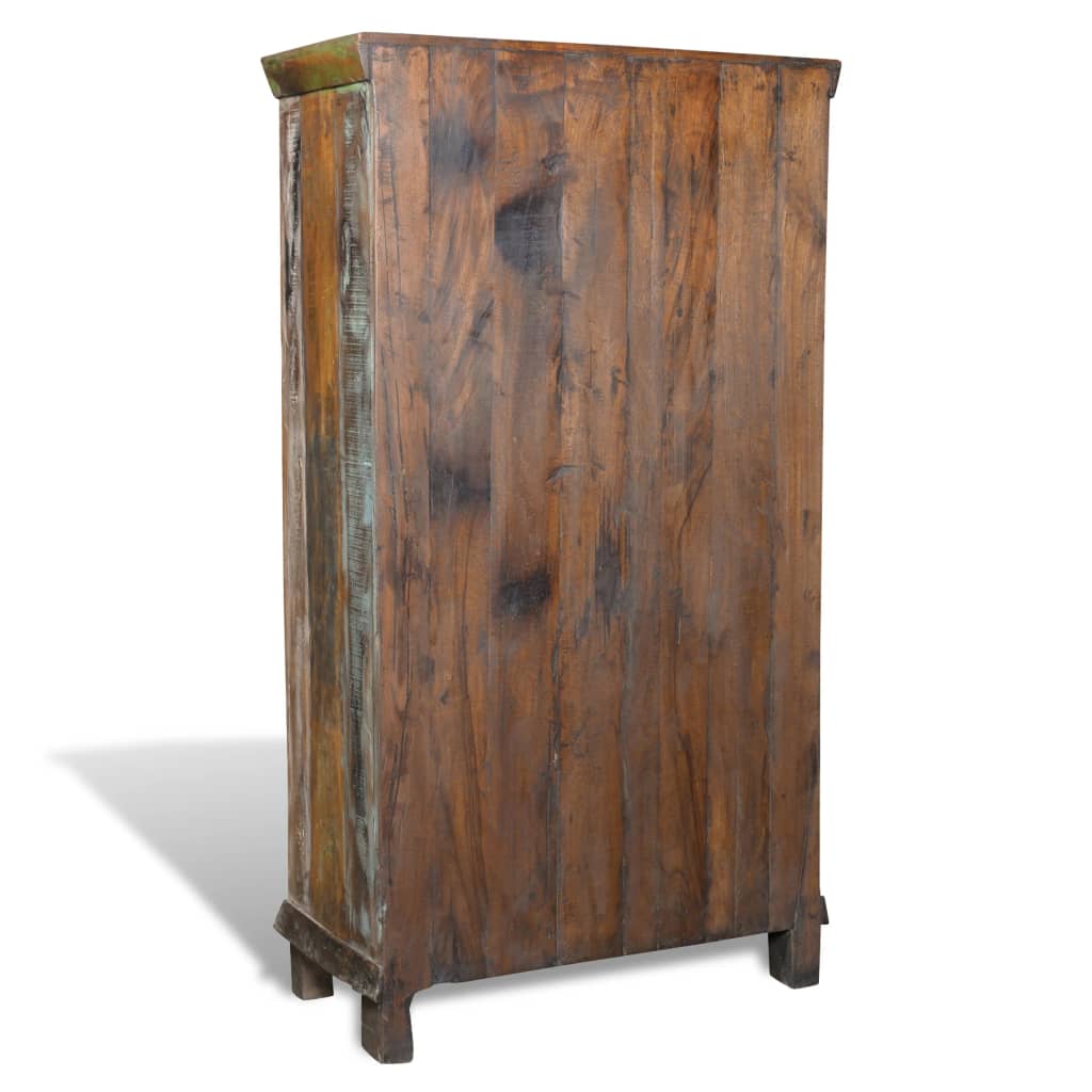 Libreria Multicolore in Legno Riciclato con 3 Scaffali e 2 Ante