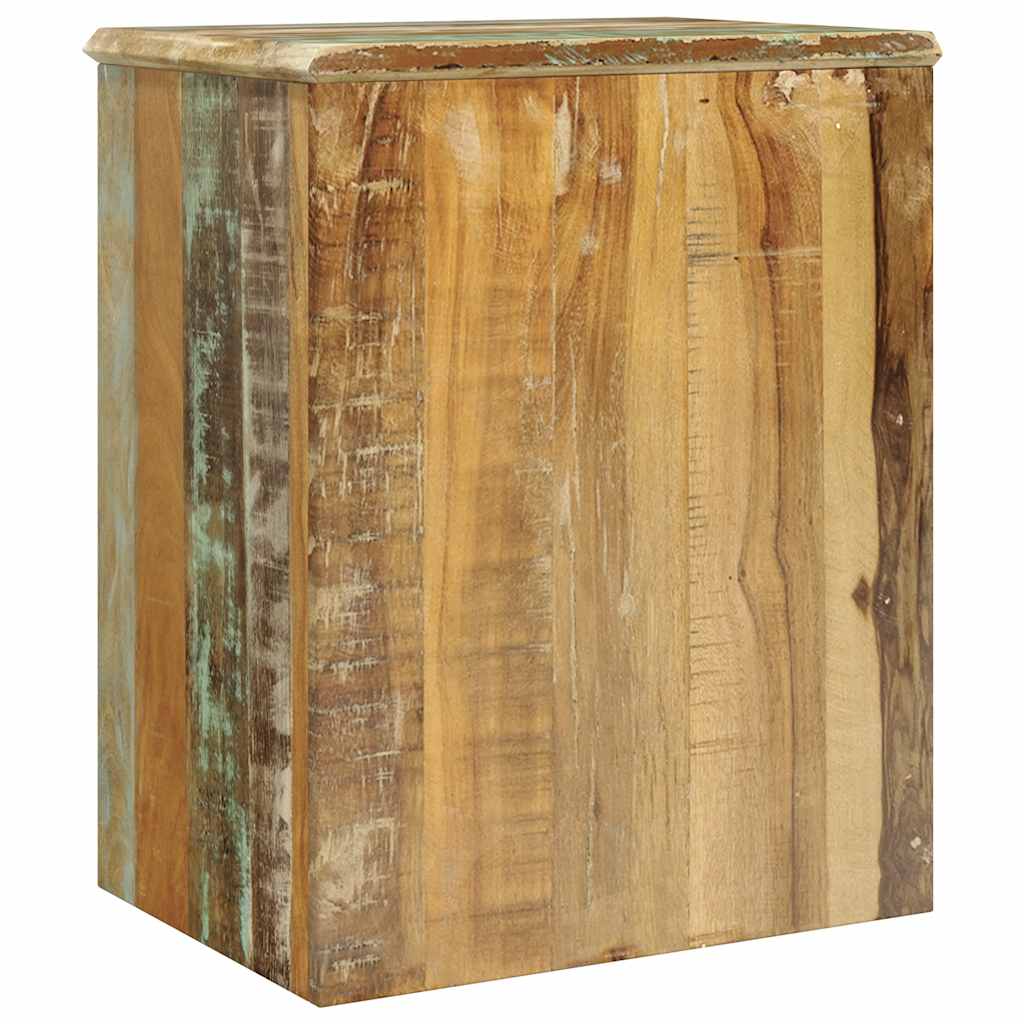 Tavolino Laterale con 1 Cassetto e 1 Anta in Legno di Recupero