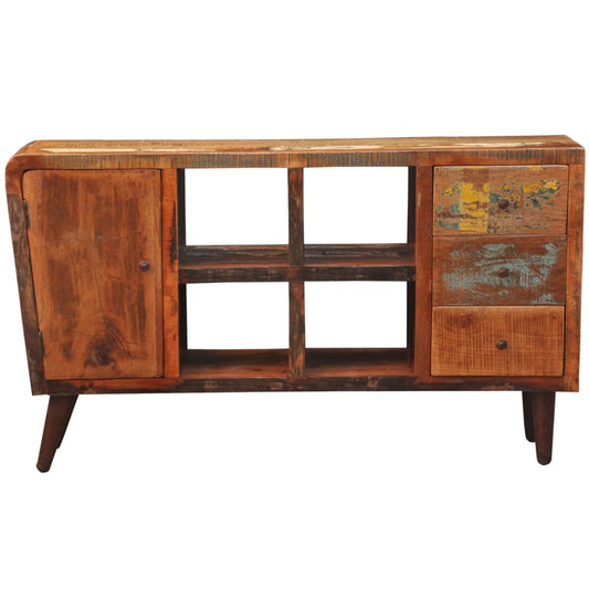 Armadietto in Legno di Riciclo con 1 Anta 4 Ripiani 3 Cassetti - homemem39