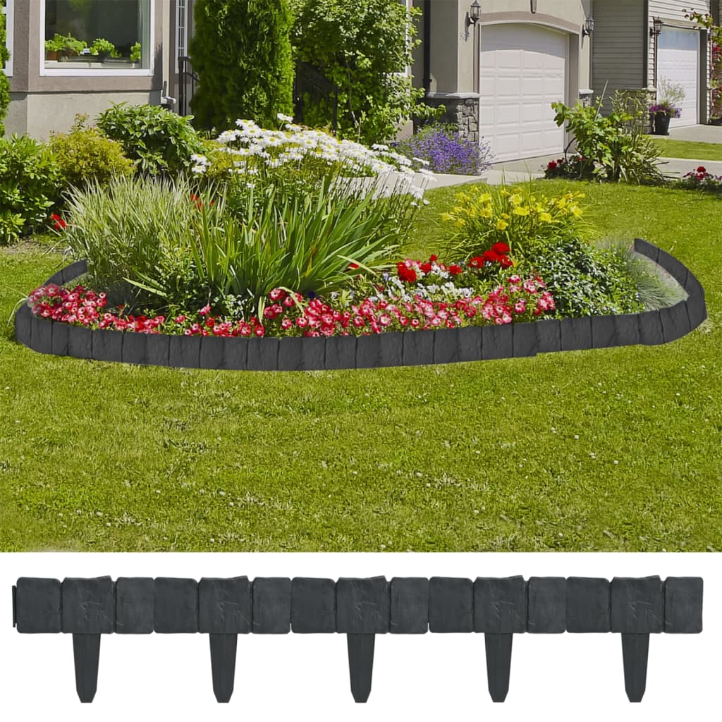 Set 41 pz Recinzione giardino/prato in plastica imitazione pietra 10 m - homemem39