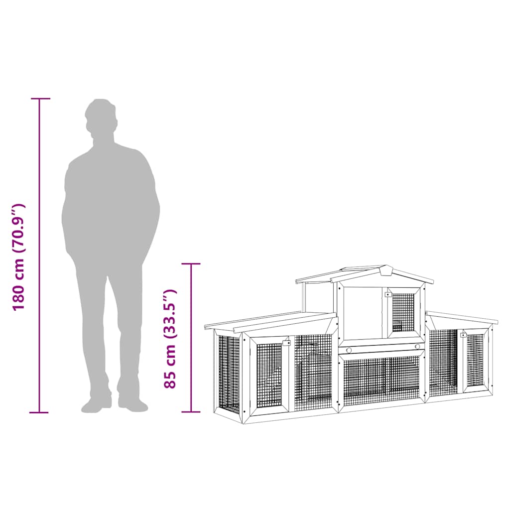 Conigliera Grande all'Aperto per Animali Piccoli Tetto Legno - homemem39