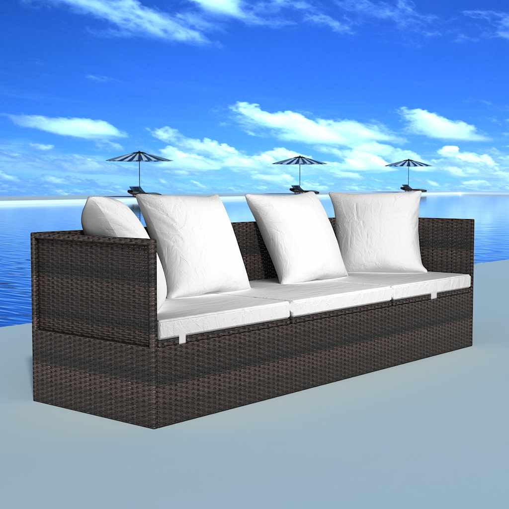 Lettino da sole Marrone 200 x 60 x 58 cm polyrattan