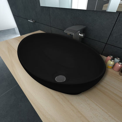 Lavello in Ceramica di Lusso Nero Ovale 40 x 33 cm - homemem39