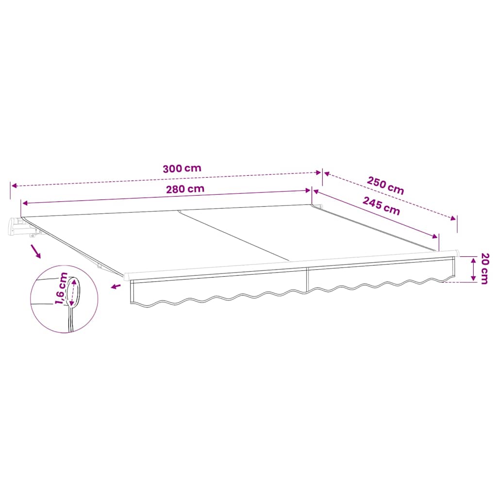 Tessuto di Ricambio per Tenda da Sole Crema 300x250 cm Poliestere - homemem39