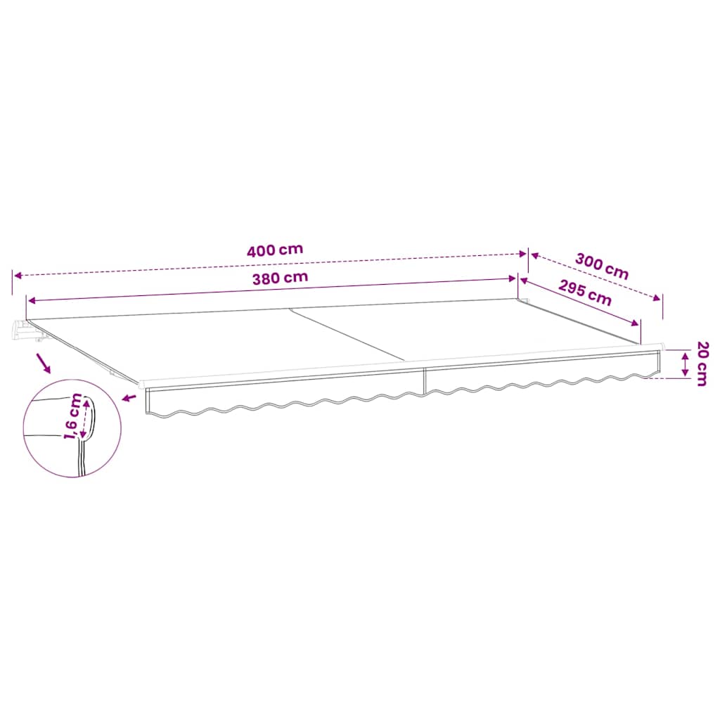 Tessuto di Ricambio per Tenda da Sole Crema 400x300 cm Poliestere