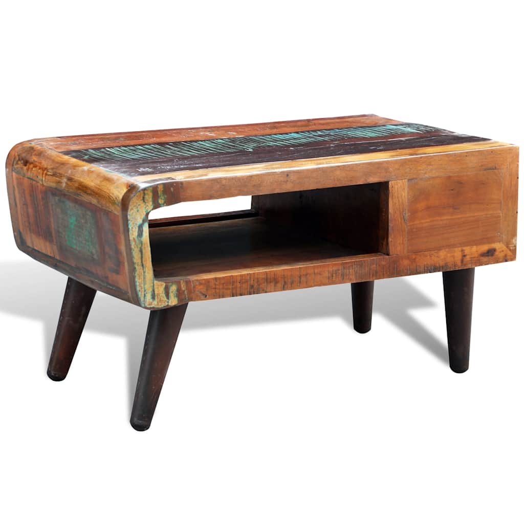 Tavolino con Bordo Curvo 1 Cassetto Legno di Recupero | homemem39