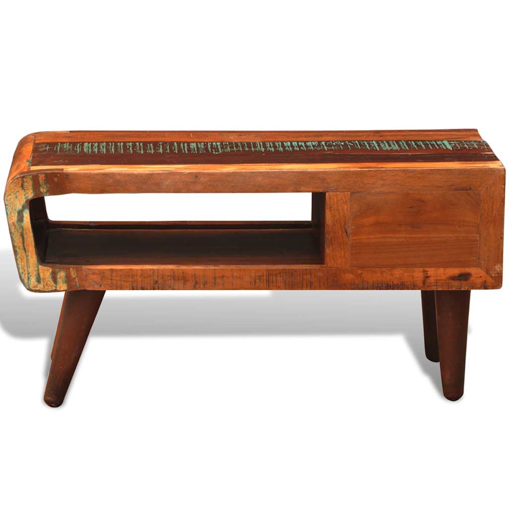 Tavolino con Bordo Curvo 1 Cassetto Legno di Recupero | homemem39