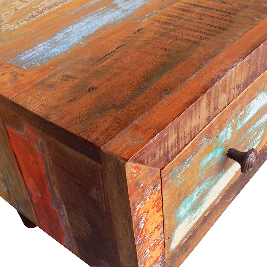 Tavolino con Bordo Curvo 1 Cassetto Legno di Recupero | homemem39