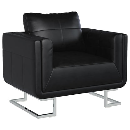 Poltrona a Pozzetto con Gambe Cromate Nera in Similpelle | homemem39