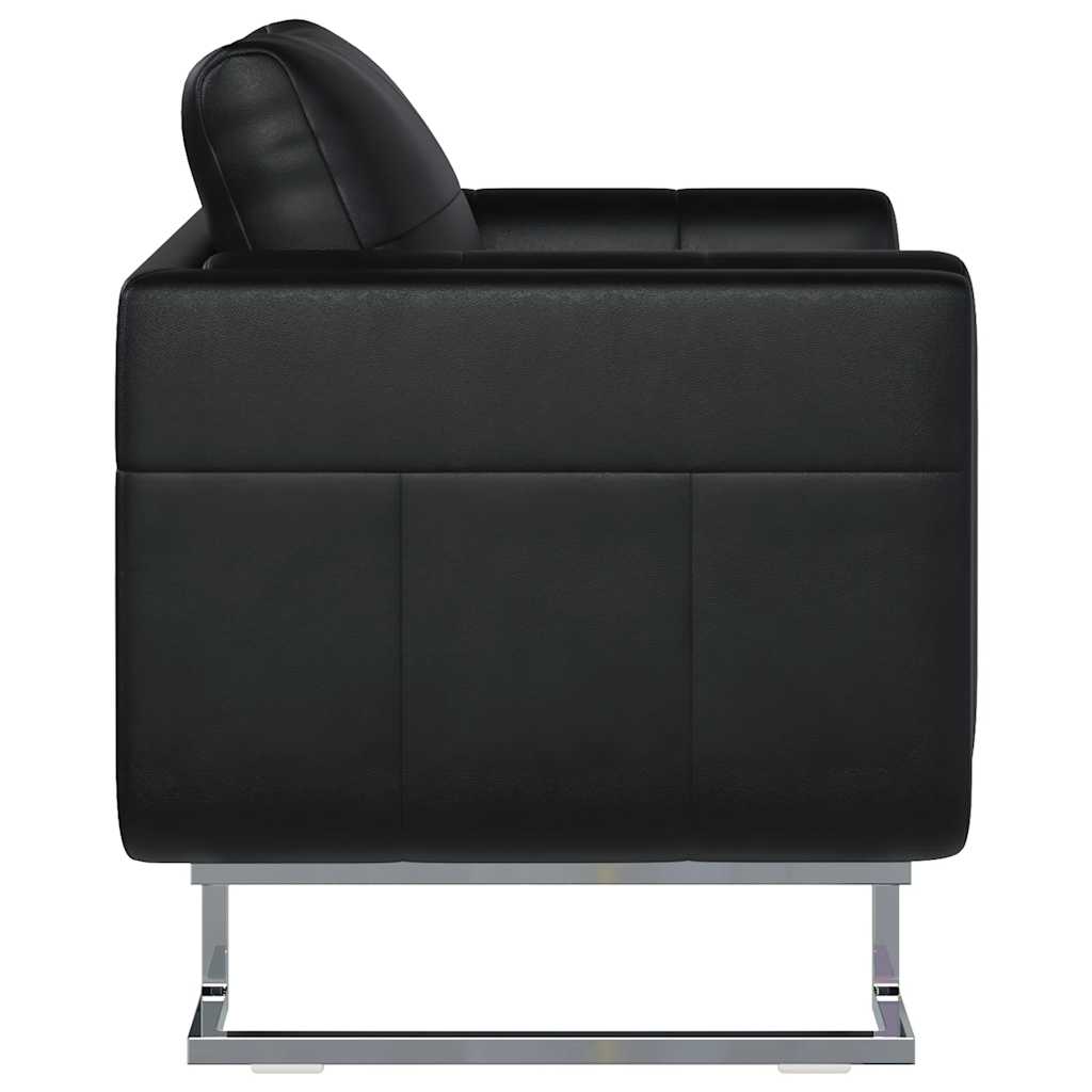 Poltrona a Pozzetto con Gambe Cromate Nera in Similpelle | homemem39