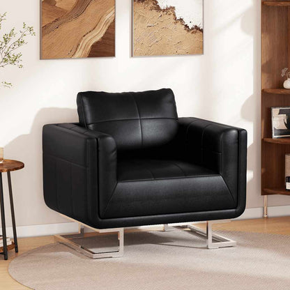 Poltrona a Pozzetto con Gambe Cromate Nera in Similpelle | homemem39