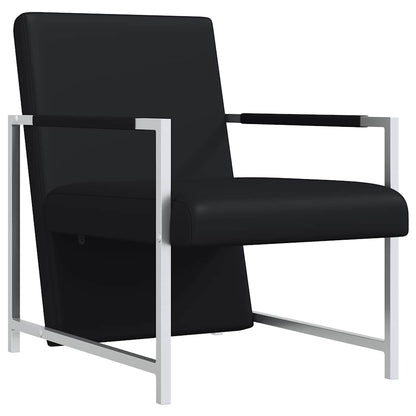 Poltrona con Gambe Cromate Nera in Similpelle | homemem39