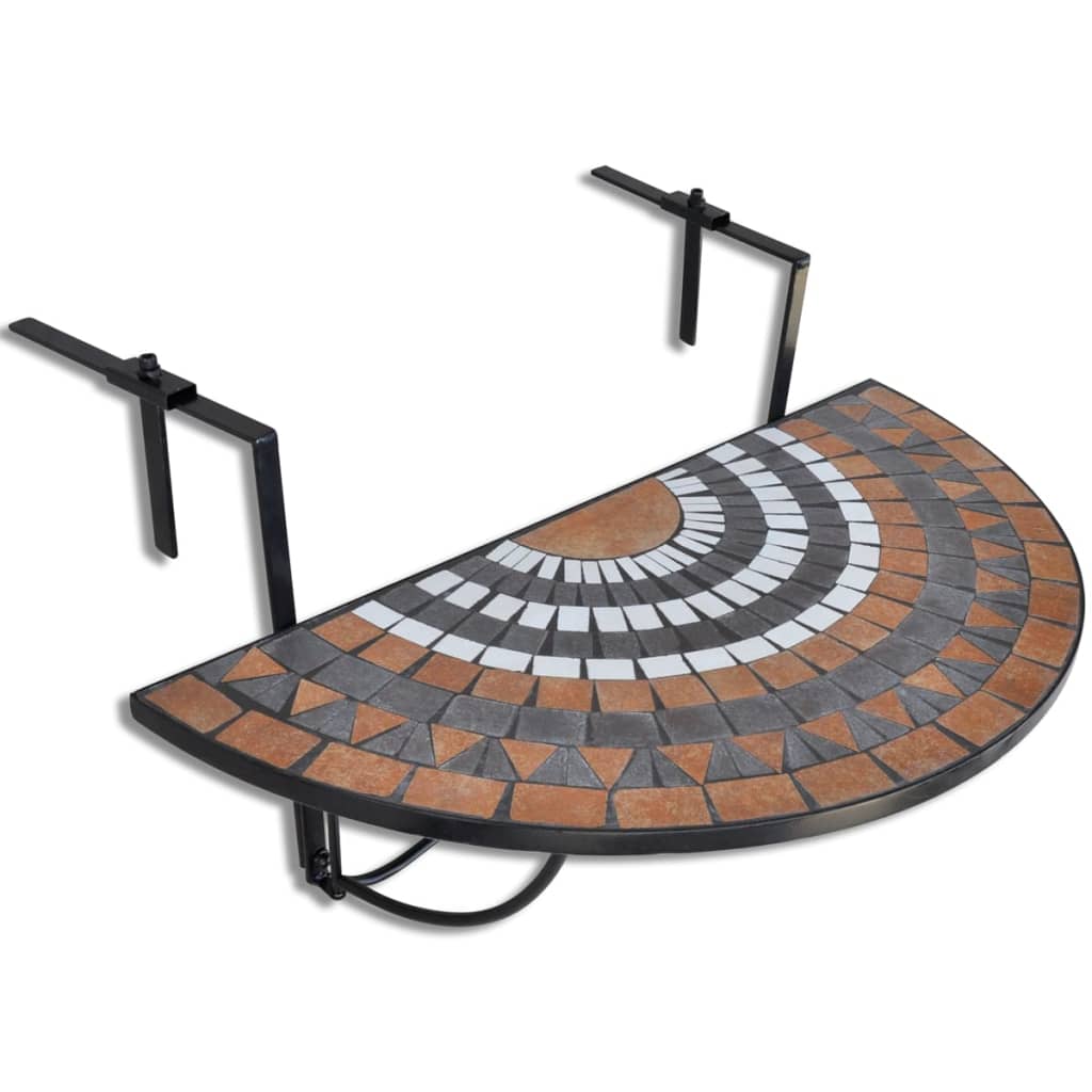 Tavolo Sospeso da Balcone Terracotta e Bianco con Mosaico | homemem39